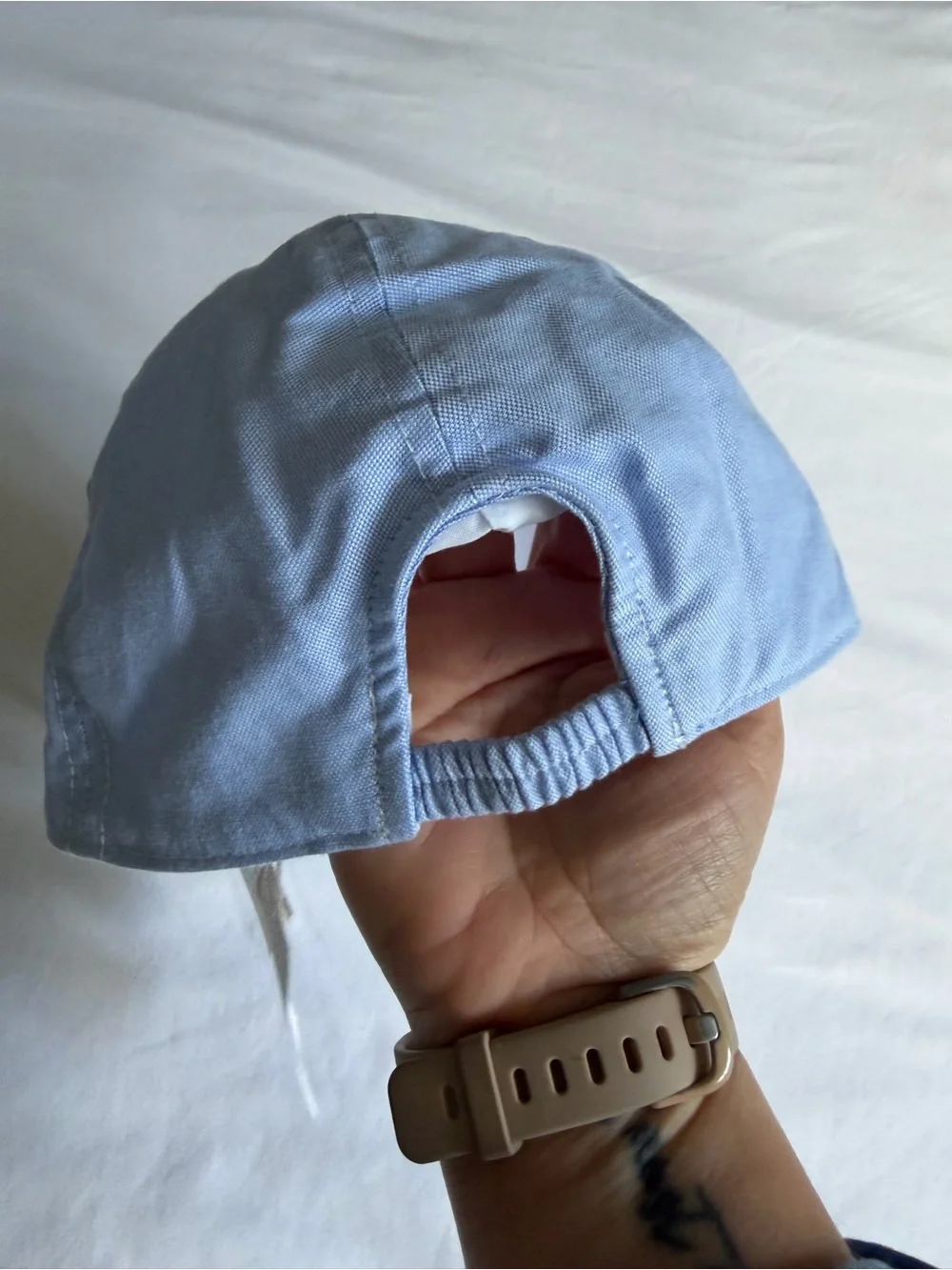NWT Janie and Jack American Flag Embroidery Light Blue Oxford Baseball Cap